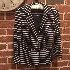 Black and White Striped Blazer
